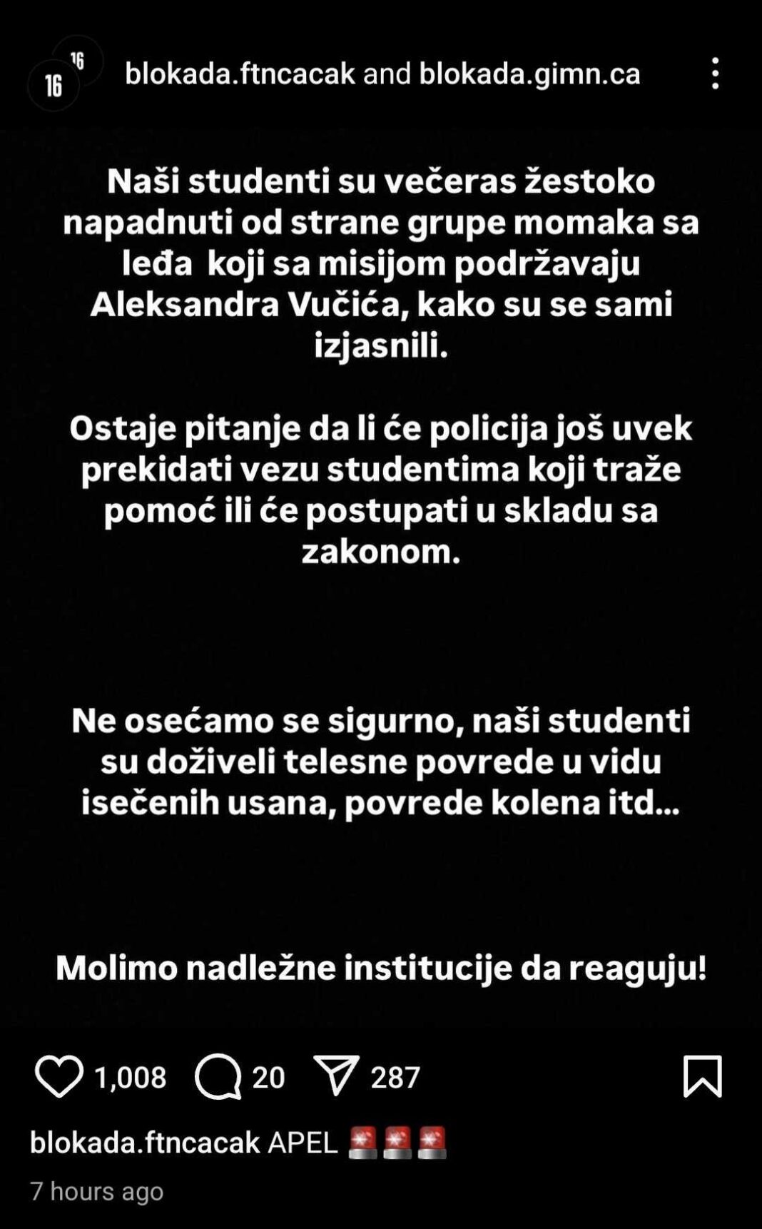 „policija-nam-prekinula-vezu“:-studenti-ftn-iz-cacka-napadnuti,-nadlezni-nisu-reagovali-–-nedeljnik